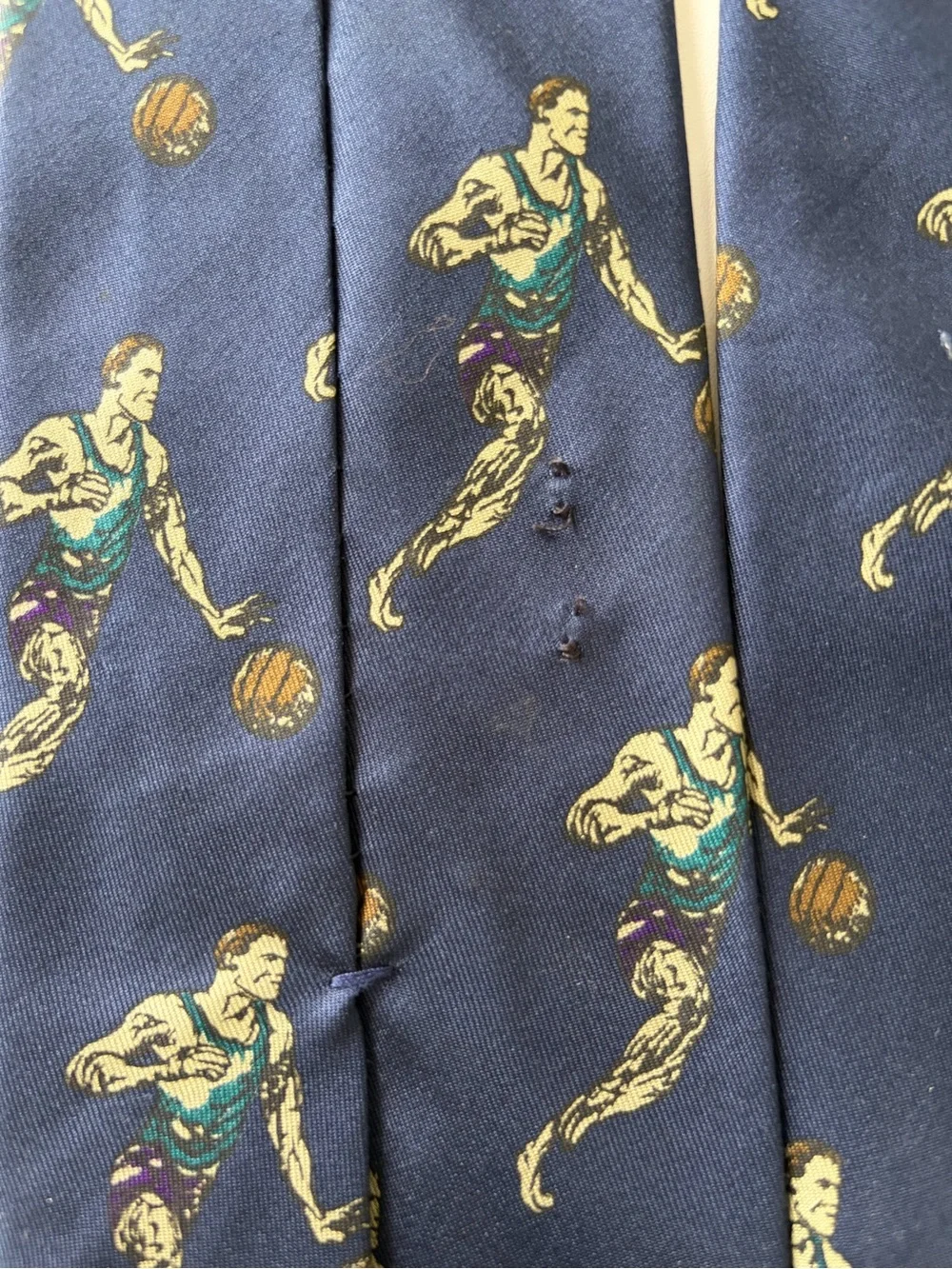 Vintage Basketball Player Pattern Tie